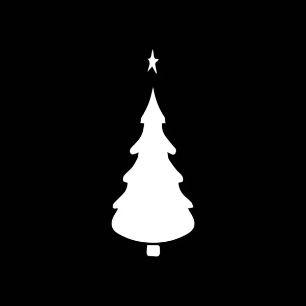 Weihnachtsbaum Silhouette Auf Schwarzem Hintergrund — Stockvektor