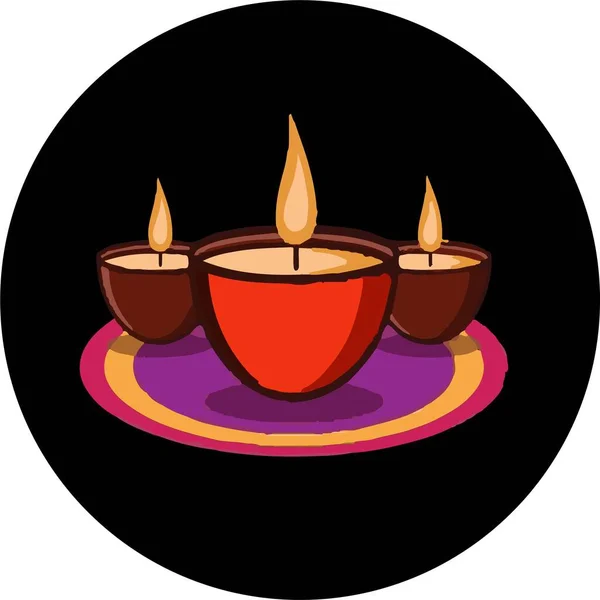 Bougies Lumineuses Diwali Motifs Orange Marron — Image vectorielle