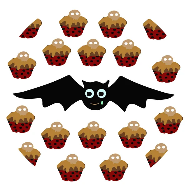 Schattig Vleermuis Ontwerp Gemaakt Een Cirkel Specifiek Voor Het Halloween — Stockvector
