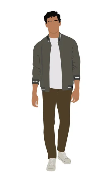 Street Fashion Man Vector Art Illustration Young Guy Wearing Trendy — Stock vektor