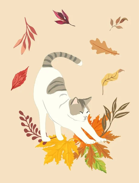 Autumn Mood Colored Trendy Vector Hand Drawn Art Illustration Cute — Stock Vector