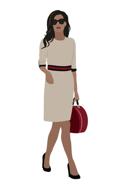 Mujer Elegante Con Ropa Moda Chica Traje Oficina Estilo Moderno — Vector de stock