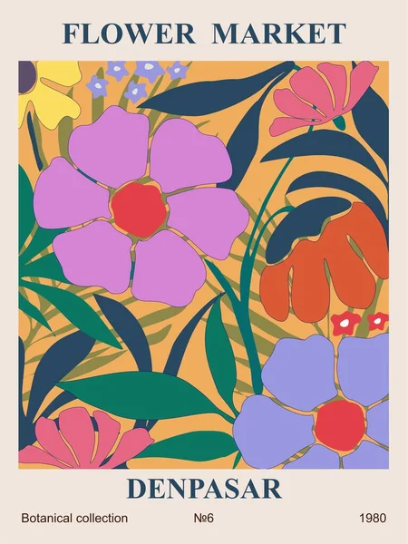 Cartaz Flor Abstrato Arte Parede Botânica Moda Com Design Floral — Vetor de Stock