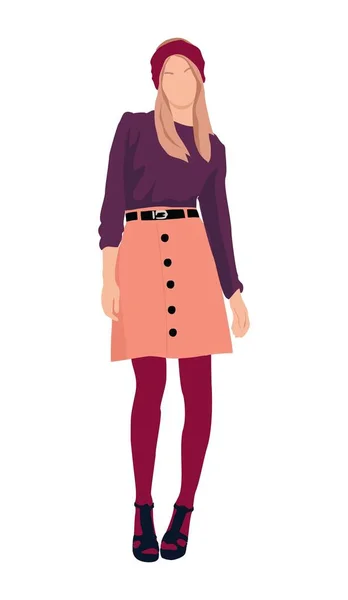 Modieuze Vrouwen Full Length Staande Vector Realistische Illustratie Stijlvol Vrouwelijk — Stockvector