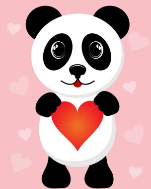 Patilerinde kalp olan sevimli bir panda. 
