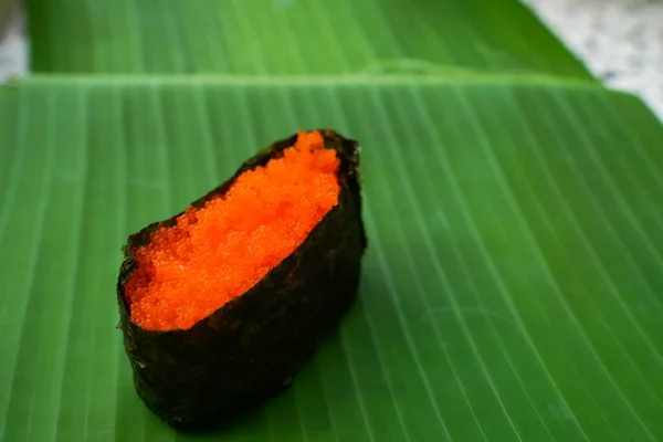 Garnélás Sushi Egy Egyszerű Japán Étel Tenger Gyümölcsei Finomak Sushi — Stock Fotó