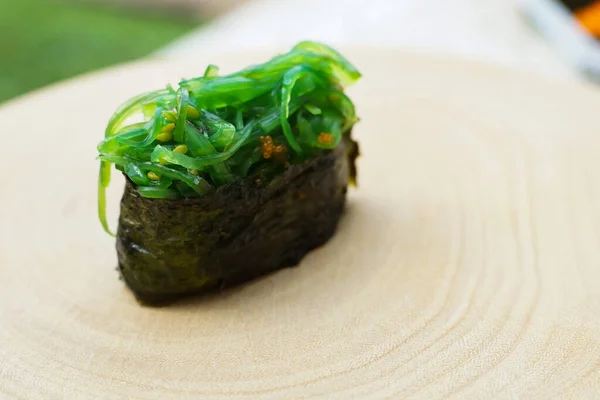 Seaweed sushi is a simple Japanese dish. The seafood is delicious.  sushi restaurant concept.