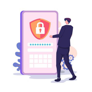 Erişim kontrol sistemi düz biçim illüstrasyon tasarımı