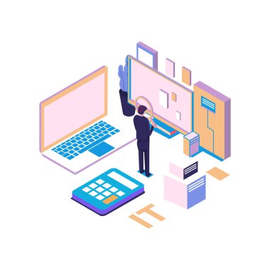 Bilgi teknolojisi düz biçim illüstrasyonu kursları