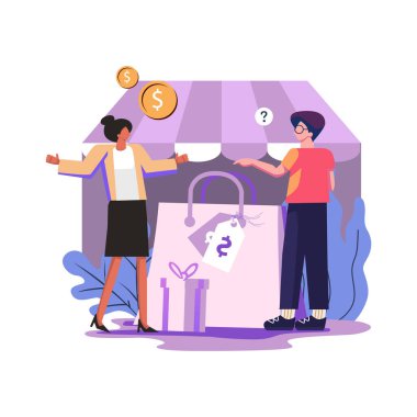 Yüz yüze satılan düz stil çizim tasarımı