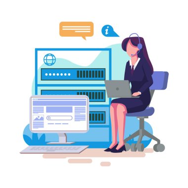 Yönetim bilgi sistemi düz biçim illüstrasyon tasarımı