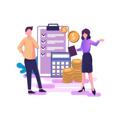 Muhasebeci ataması düz biçim illüstrasyon vektör tasarımı