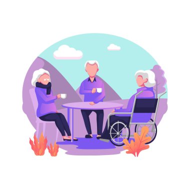 Yaşlılar için düz stil illüstrasyon tasarımı toplulukları