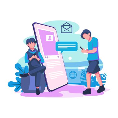 Sosyal medya haberleri ve düz biçim illüstrasyon vektör tasarımı ipuçları