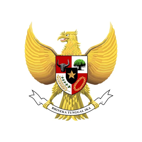 Garuda Pancasila Laag Poly Stijl Illustratie Vector Ontwerp — Stockvector