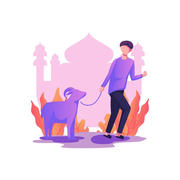 Happy Ied Adha Flat Stylevector Illustration Design — 스톡 벡터