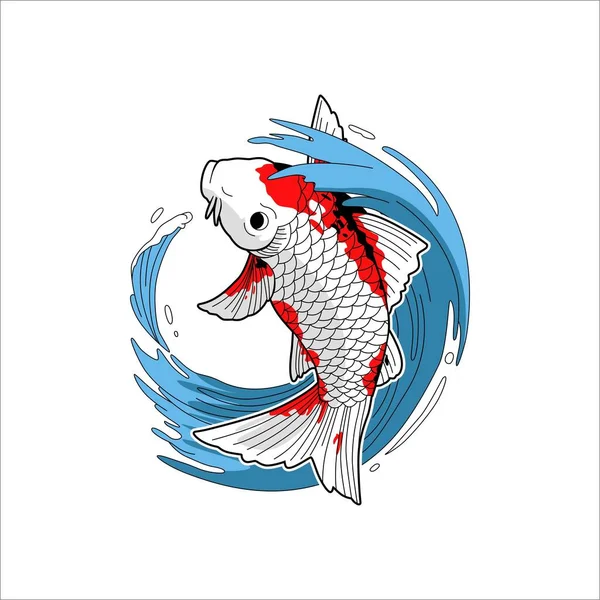 Koi Peces Salpicaduras Whater Vector Ilustración Diseño — Vector de stock