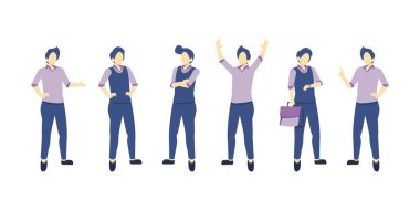 bussines man düz karakterler vektör çizim seti