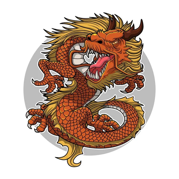 Fire Dragon Illustration Vector Design — Stock Vector