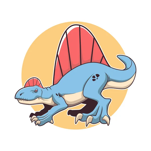 Dimetrodon Ilustrační Vektorový Kreslený Design — Stockový vektor