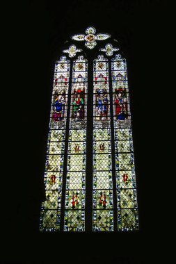 Rouen Katedrali 'nde lekeli cam pencere. Gotik