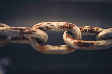 Close up of old chain whit brown rust. Abstract backgrounds with a vintage style.