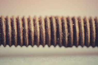 Abstract of screw with  toned color. Narrow focused to object.