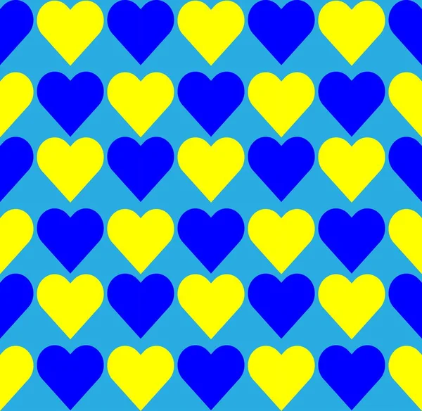 Kształty serca Ukraińskie kolory narodowe niebieski żółty. — Wektor stockowy