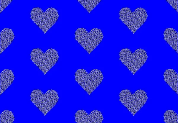 Patrón sin costuras de corazones amarillos sobre un fondo azul. Colores de la bandera de Ucrania. — Vector de stock