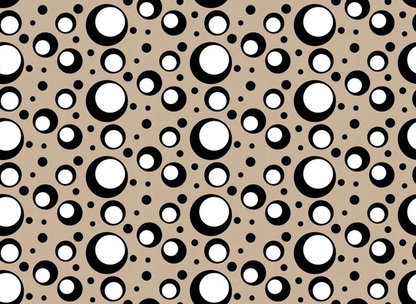 Patrón de círculos en blanco y negro sin costuras, puntos negros — Vector de stock