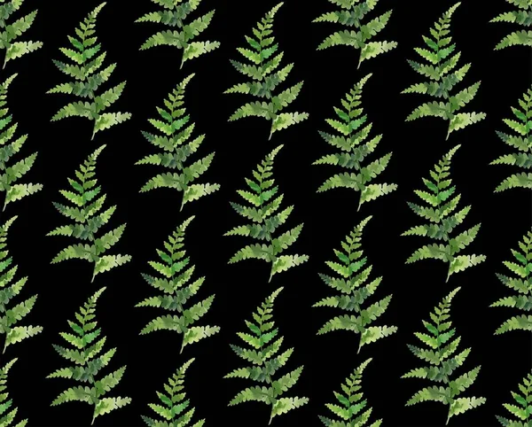 Nahtloses Muster mit grünen Farnblättern. Vektorillustration. — Stockvektor