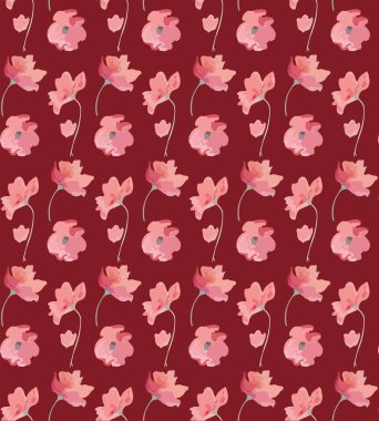 Suluboya çiçek tarzında dikişsiz nazik çiçek deseni. Tebrik kartları, duvar kağıdı, kırtasiye, kumaş için el yapımı illüstrasyon.