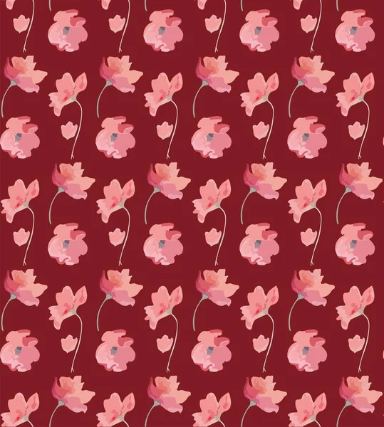 Padrão Floral Suave Sem Costura Estilo Flores Aquarela Ilustração Artesanal — Vetor de Stock