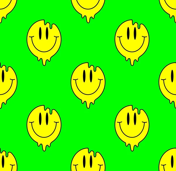Melting Dripping Smiles Seamless Pattern —  Vetores de Stock