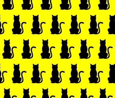 Cats silhouettes, black on yellow