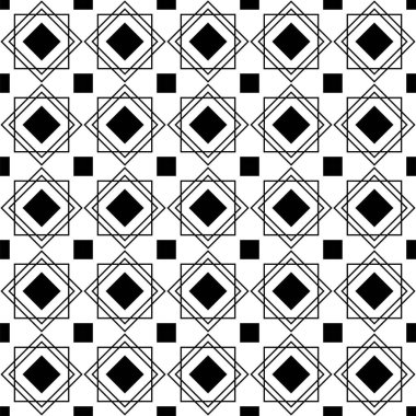 Seamless pattern with different black squares