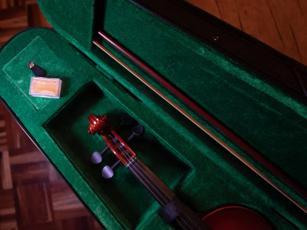 Violino Madeira Vermelho Caixa — Fotografia de Stock