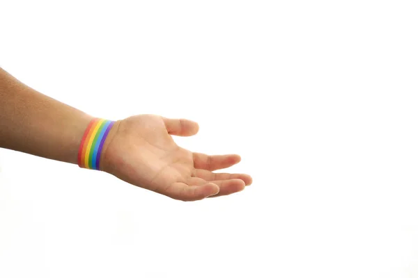 Ένα Χέρι Βραχιόλι Gay Χρώματα Lgbt — Φωτογραφία Αρχείου
