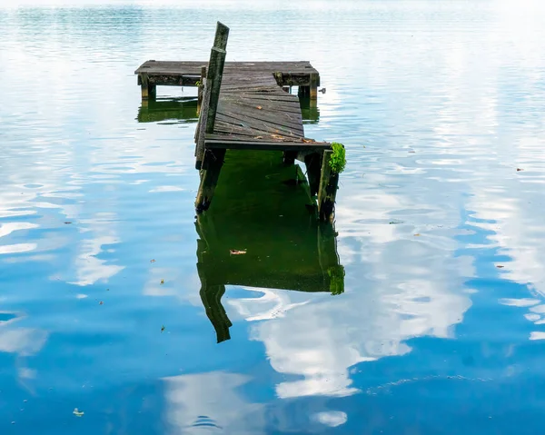 Old wooden dock on the lake.