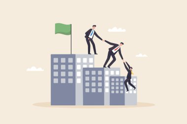 Company growth or the growth of the team. Business development and project teamwork for success. Professional cooperation for the development and growth of an organization or company.