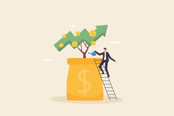 Businessman Watering Harvest Money Tree Concept Financial Investment Growth Increase – stockfoto