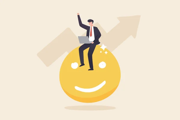 Happy Businessman Working Smile Face Positive Thinking Optimistic Mindset Good — Stockfoto