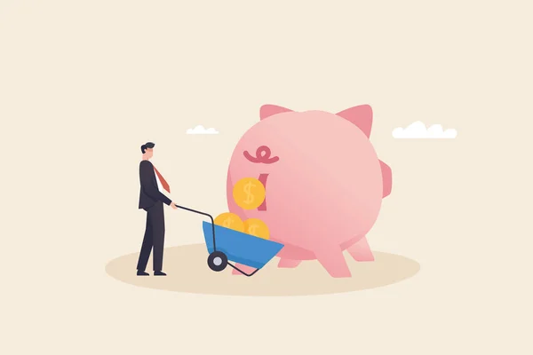 Return on Investment , Compound interest rate money investment growth increase financial profits Long-term asset management strategy. Piggy bank poop come out the butt.