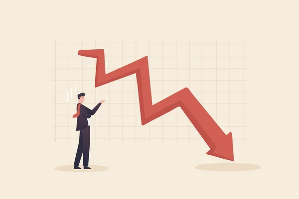 Financial Crisis Stock Market Plunge Businessman Looks Graph Depressed — Stockfoto