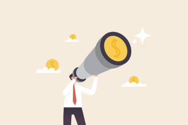 Financial visionary, look for profit opportunities. Look for financial and investment opportunities. Young investors look for opportunities to profit from the dollar or crypto.