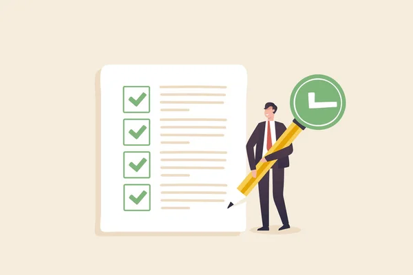 Businessman Checking Documents Project Tracking Goal Tracker Successfully Completed Part — Foto Stock