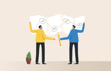 Business strategic planning. Achieving goals. Team brainstorming or competitor analysis. Leaders and staff planning the team to success.