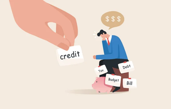 Debt crisis, Financial Stress. Bear high costs. Unemployment or being fired.  Debt problem concept. Businessman was stressed and worried about financial problems.