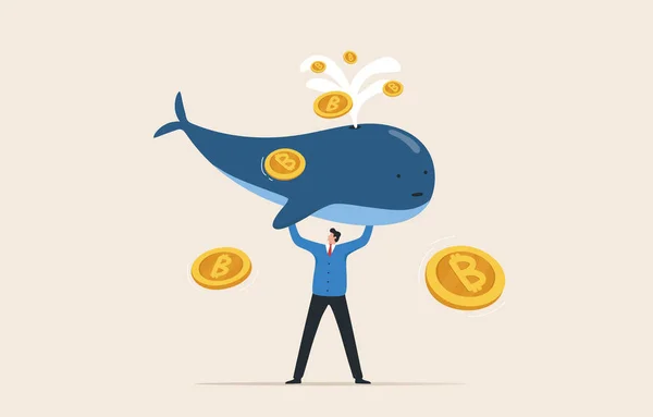 Bitcoin Whale Rich Bitcoin Crypto Trading Wealth Success Bitcoin Cryptocurrency — Stockfoto