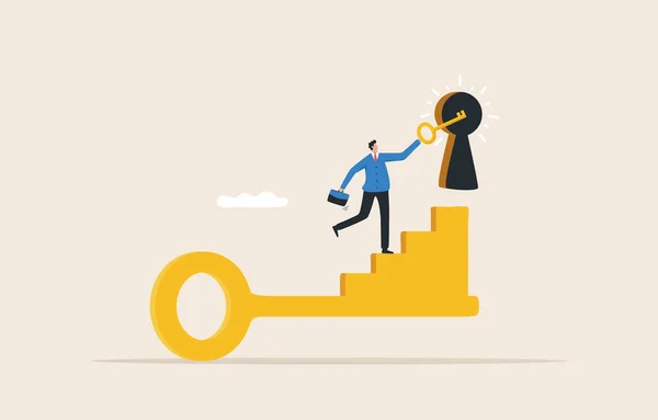Key Success Unlock Achievements Any Business Career Path Unlock Problems — Fotografia de Stock